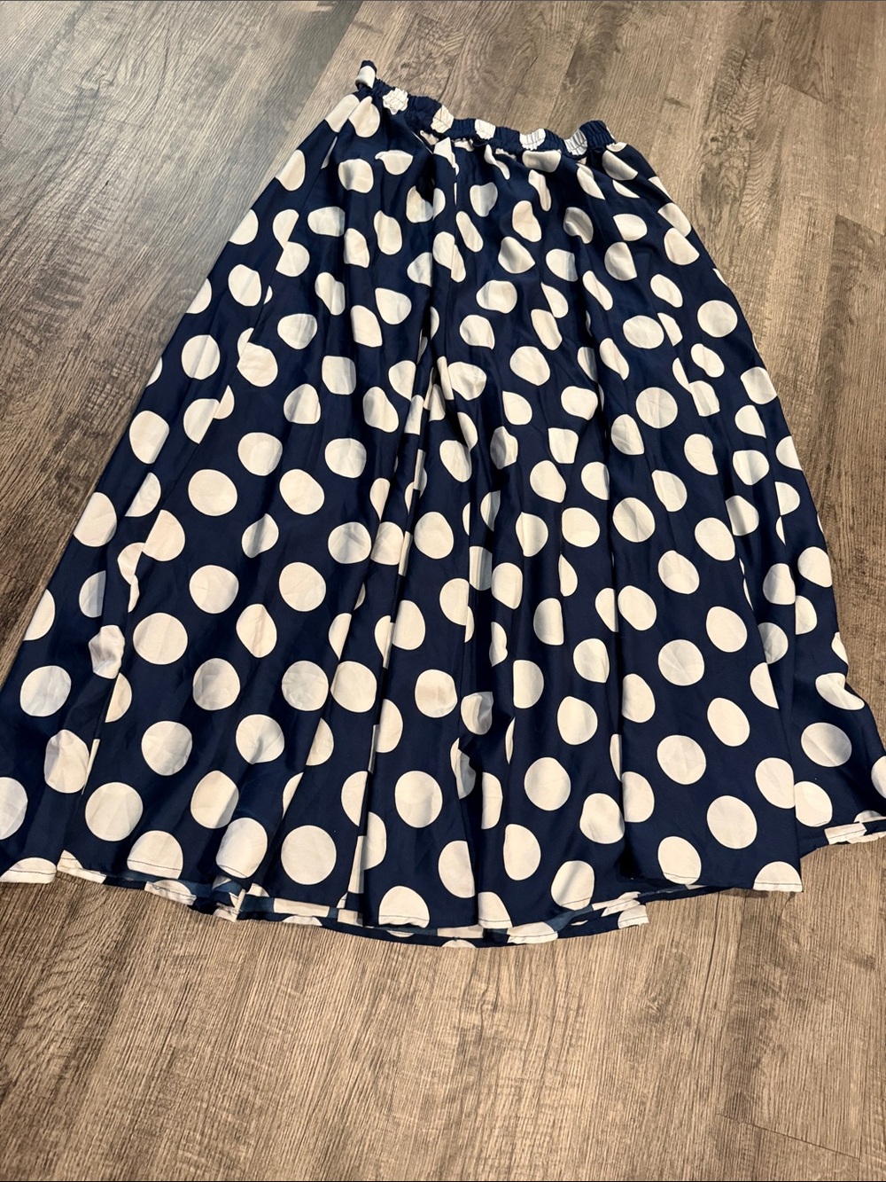 Navy Blue Polka Dot A-Line Maxi Skirt - Women's